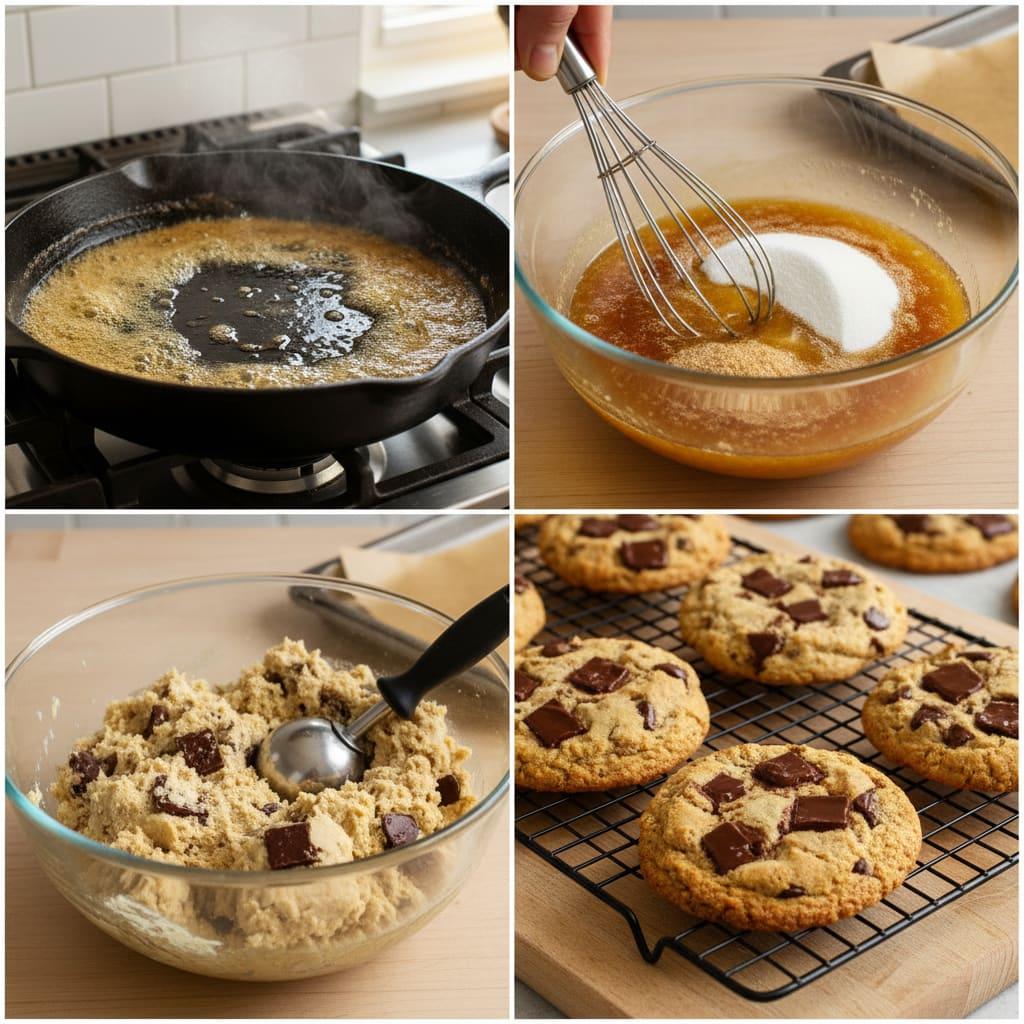 Mixing the chocolate chips into the cookie dough batter.