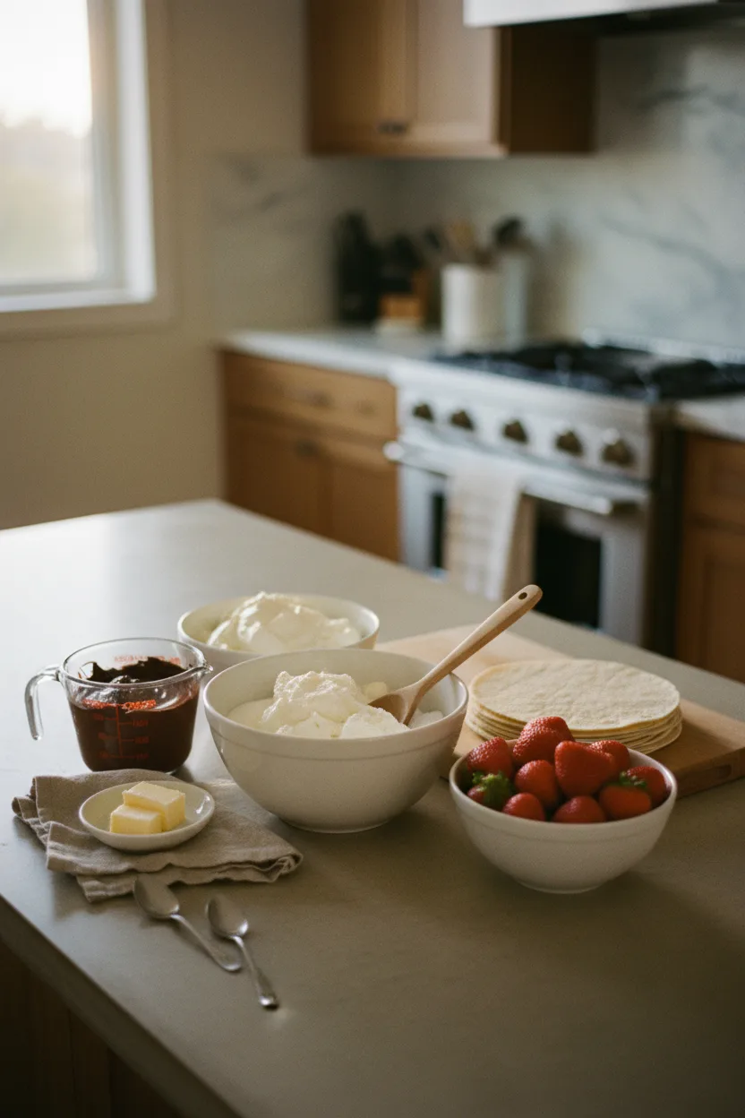 ingredients-chocolate-strawberry-cheesecake-chimichangas